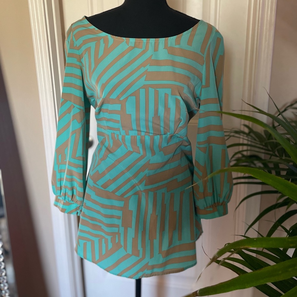 Teal and Brown Geometric tunic/dress